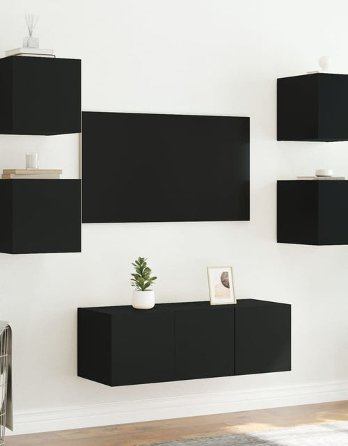 Încărcați imaginea în vizualizatorul Galerie, Comodă TV de perete cu lumini LED, negru, 30,5x35x30 cm - Lando
