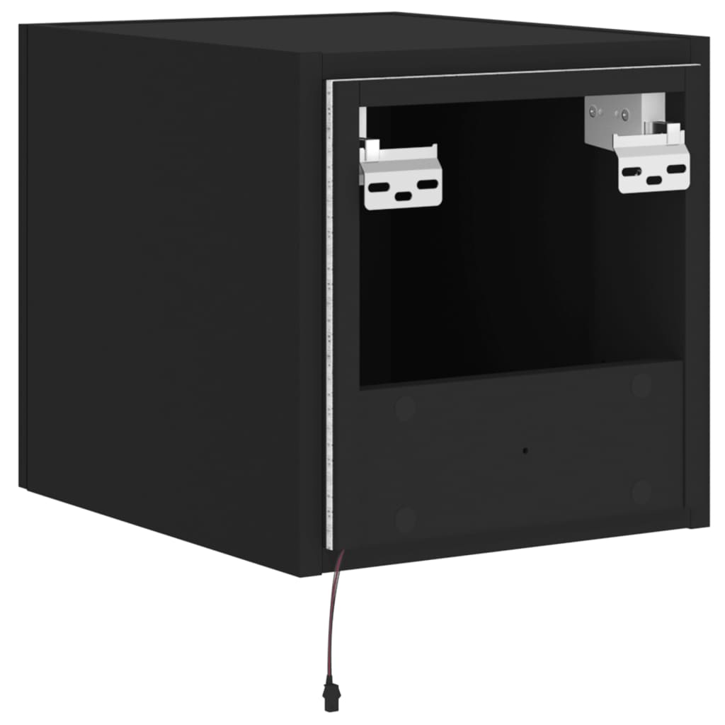 Comodă TV de perete cu lumini LED, negru, 30,5x35x30 cm - Lando