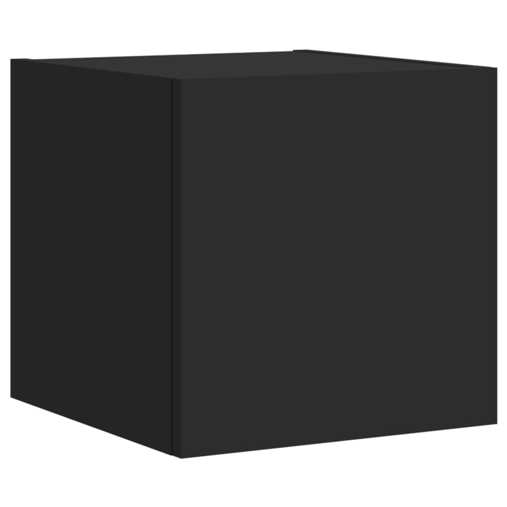 Comode TV de perete cu lumini LED, 2 buc., negru, 30,5x35x30 cm - Lando