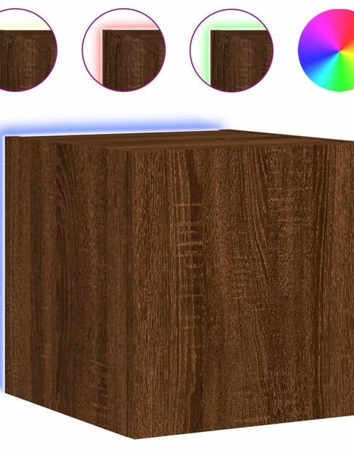 Încărcați imaginea în vizualizatorul Galerie, Comodă TV de perete cu lumini LED, stejar maro, 30,5x35x30 cm - Lando
