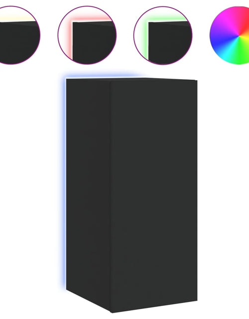 Încărcați imaginea în vizualizatorul Galerie, Comodă TV de perete cu lumini LED, negru, 30,5x35x70 cm - Lando
