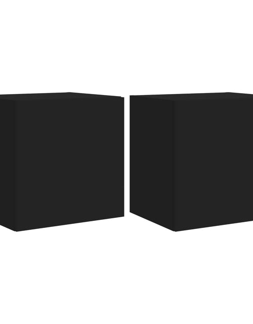 Загрузите изображение в средство просмотра галереи, Comode TV de perete cu lumini LED, 2 buc., negru, 40,5x35x40 cm - Lando
