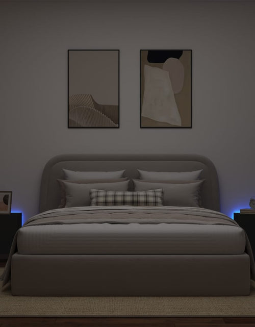 Încărcați imaginea în vizualizatorul Galerie, Comode TV de perete cu lumini LED, 2 buc., negru, 40,5x35x40 cm - Lando
