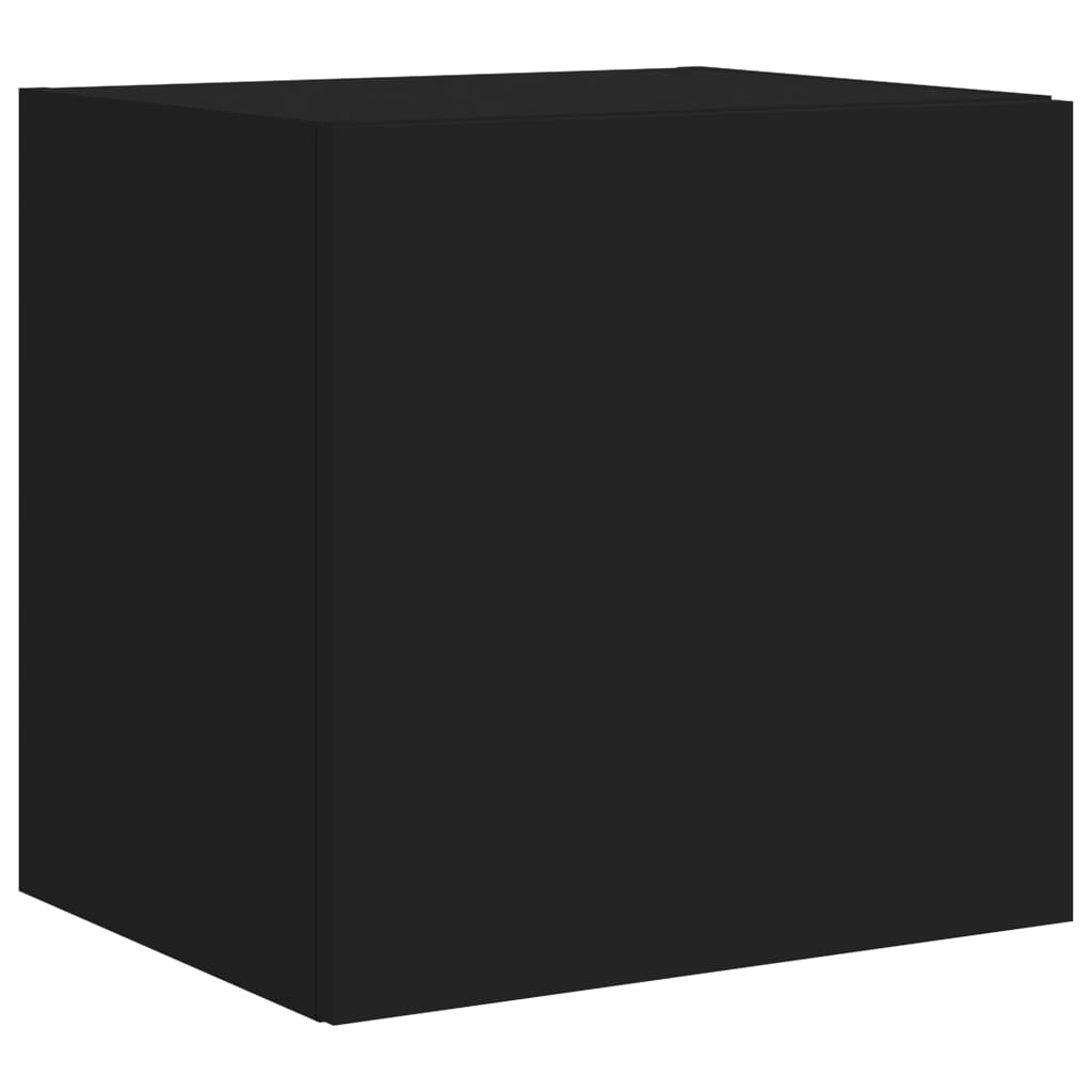 Comode TV de perete cu lumini LED, 2 buc., negru, 40,5x35x40 cm - Lando