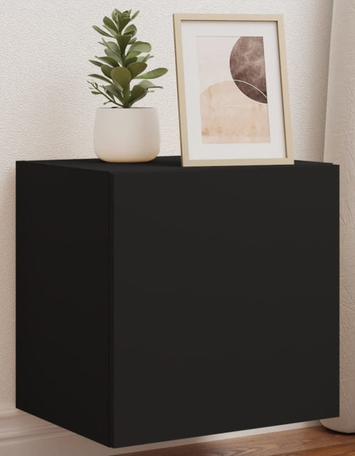 Încărcați imaginea în vizualizatorul Galerie, Comode TV de perete cu lumini LED, 2 buc., negru, 40,5x35x40 cm - Lando

