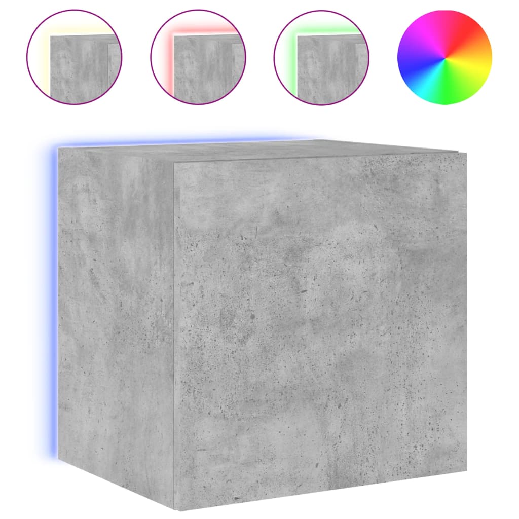 Comodă TV de perete cu lumini LED, gri beton, 40,5x35x40 cm - Lando