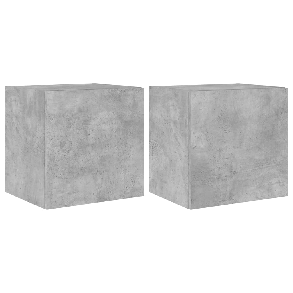 Comode TV de perete cu lumini LED 2 buc. gri beton 40,5x35x40cm - Lando