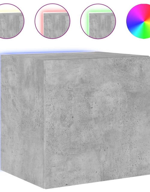 Загрузите изображение в средство просмотра галереи, Comode TV de perete cu lumini LED 2 buc. gri beton 40,5x35x40cm - Lando

