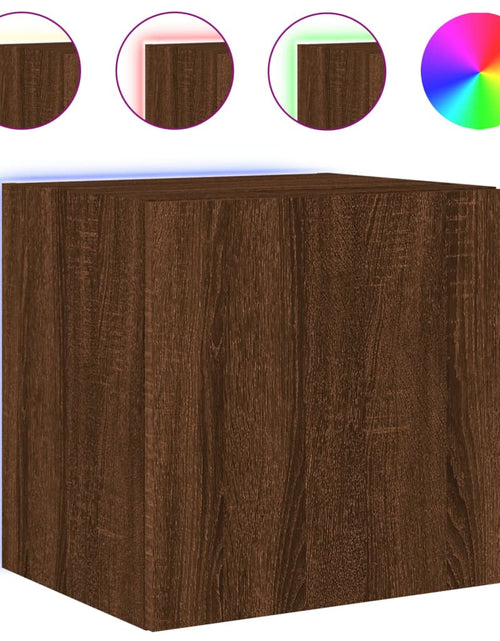 Încărcați imaginea în vizualizatorul Galerie, Comodă TV de perete cu lumini LED, stejar maro, 40,5x35x40 cm - Lando
