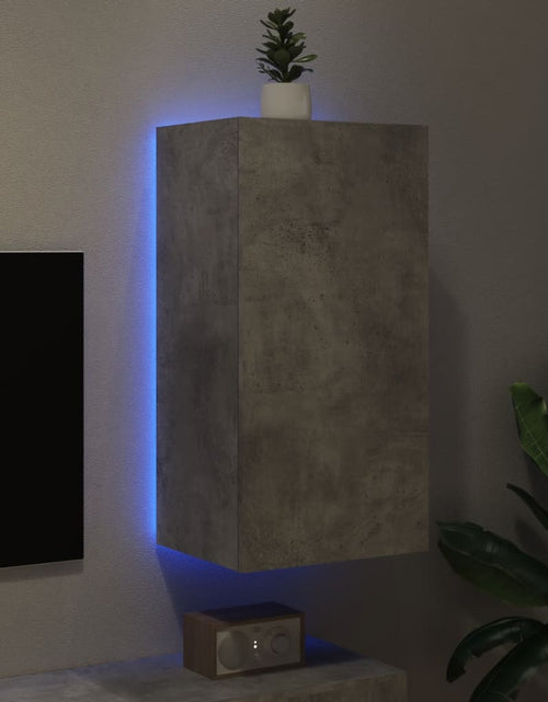 Загрузите изображение в средство просмотра галереи, Comodă TV de perete cu lumini LED, gri beton, 40,5x35x80 cm - Lando
