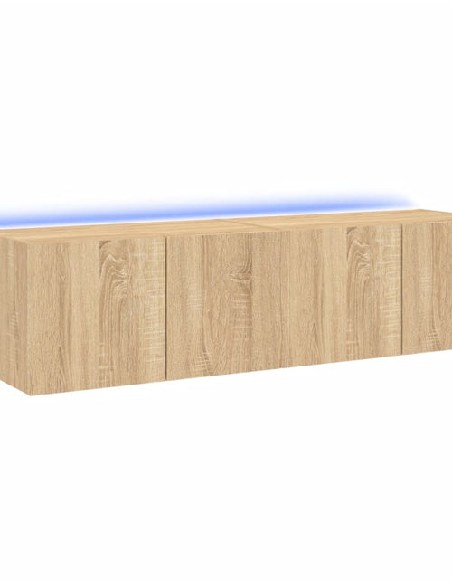 Încărcați imaginea în vizualizatorul Galerie, Comodă TV de perete cu LED, 2 buc. stejar sonoma, 60x35x31 cm - Lando
