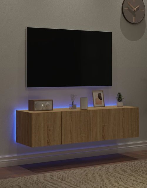 Încărcați imaginea în vizualizatorul Galerie, Comodă TV de perete cu LED, 2 buc. stejar sonoma, 60x35x31 cm - Lando
