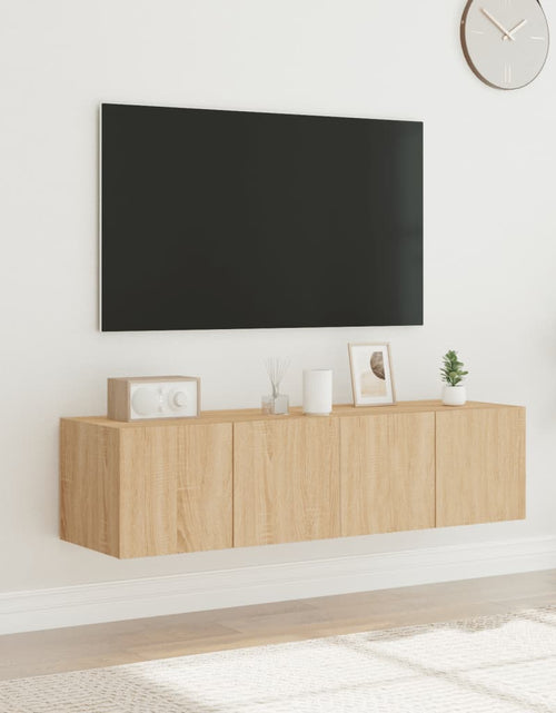Încărcați imaginea în vizualizatorul Galerie, Comodă TV de perete cu LED, 2 buc. stejar sonoma, 60x35x31 cm - Lando
