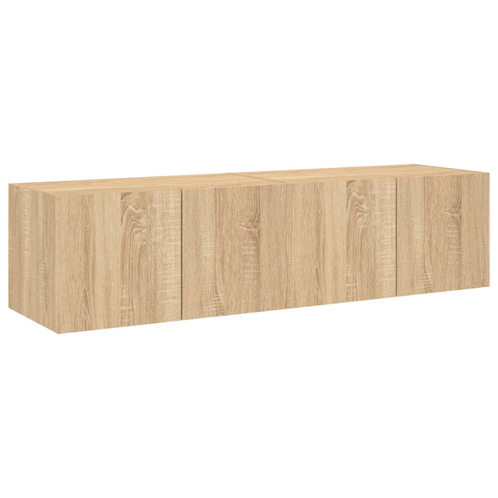 Comodă TV de perete cu LED, 2 buc. stejar sonoma, 60x35x31 cm - Lando