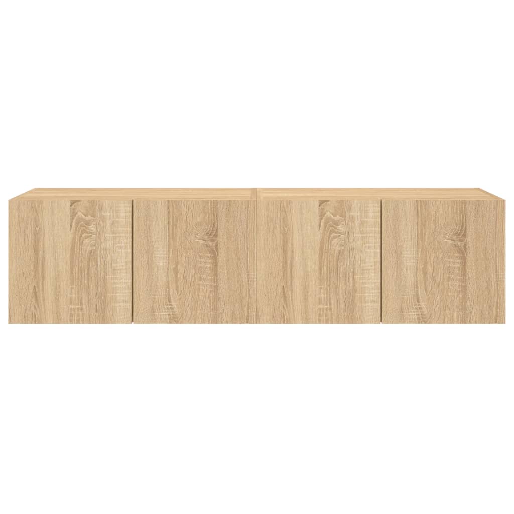 Comodă TV de perete cu LED, 2 buc. stejar sonoma, 60x35x31 cm - Lando