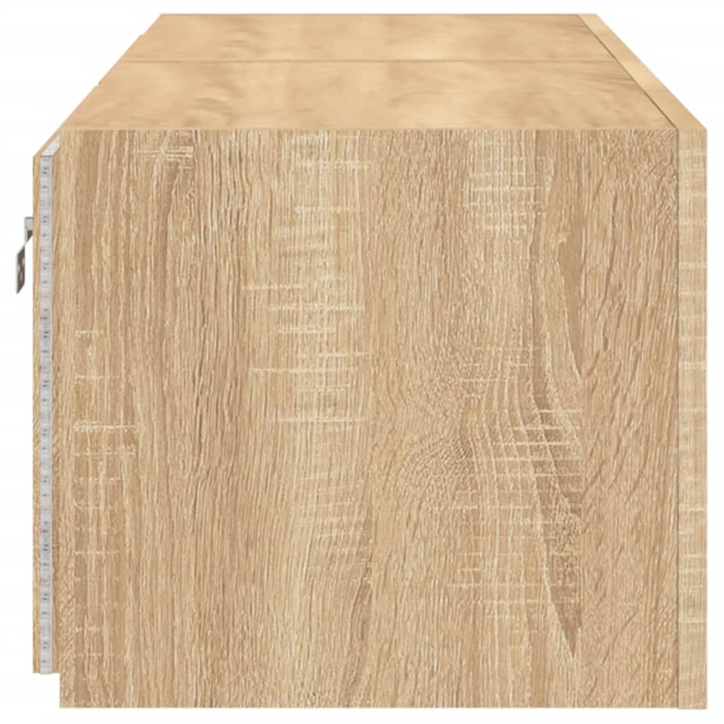 Comodă TV de perete cu LED, 2 buc. stejar sonoma, 60x35x31 cm - Lando