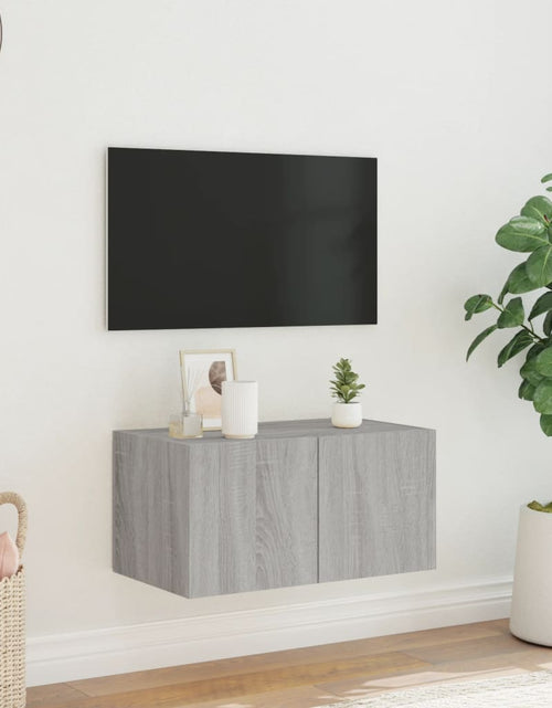 Загрузите изображение в средство просмотра галереи, Comodă TV de perete cu lumini LED, gri sonoma, 60x35x31 cm - Lando
