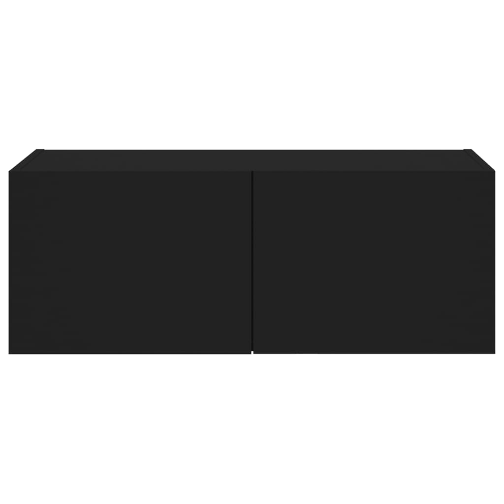 Comodă TV de perete cu lumini LED, negru, 80x35x31 cm - Lando
