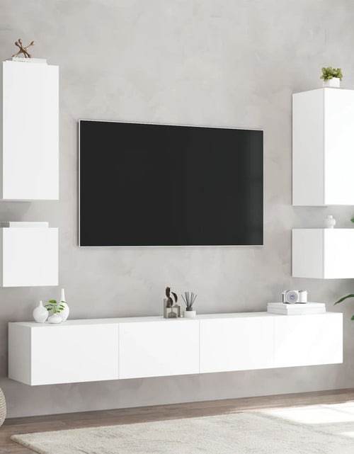 Загрузите изображение в средство просмотра галереи, Comodă TV de perete cu lumini LED, alb, 100x35x31 cm - Lando
