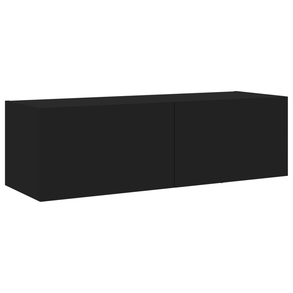 Comodă TV de perete cu lumini LED, negru, 100x35x31 cm - Lando