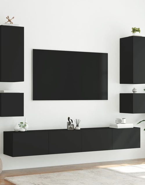 Încărcați imaginea în vizualizatorul Galerie, Comodă TV de perete cu lumini LED, negru, 100x35x31 cm - Lando
