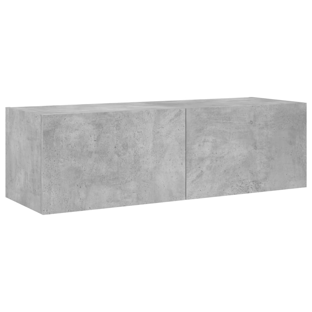 Comodă TV de perete cu lumini LED, gri beton, 100x35x31 cm - Lando