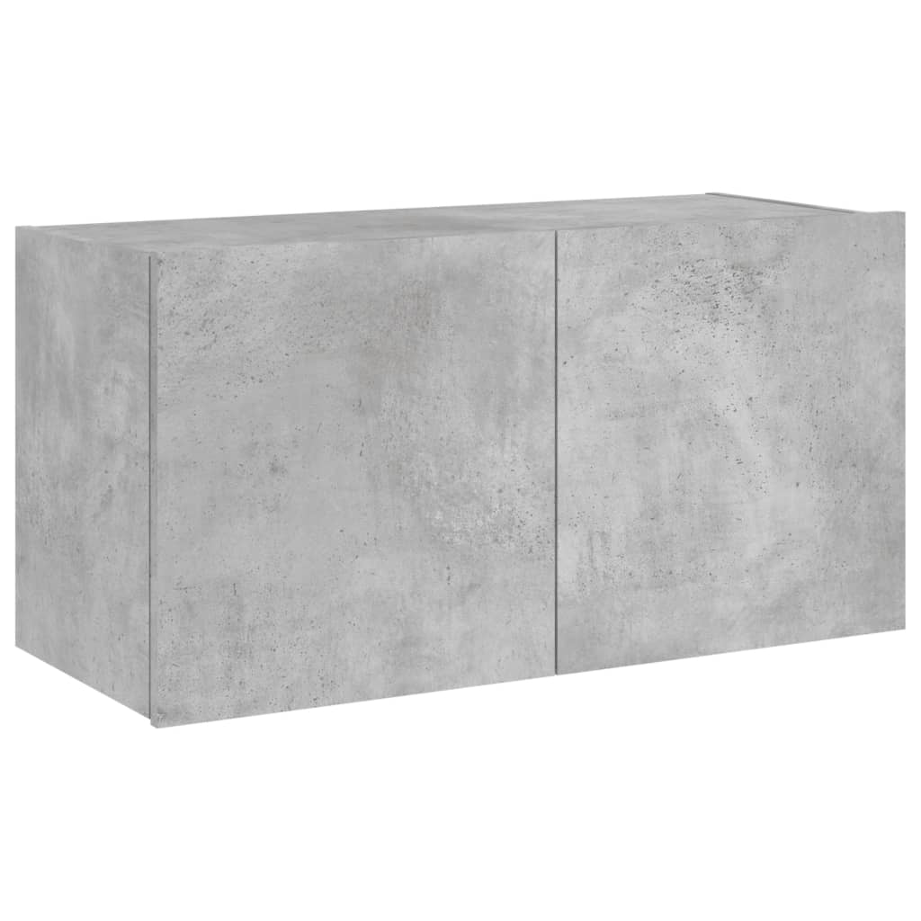 Comodă TV de perete cu lumini LED, gri beton, 80x35x41 cm - Lando