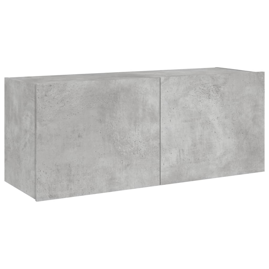 Comodă TV de perete cu lumini LED, gri beton, 100x35x41 cm - Lando