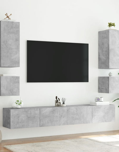 Încărcați imaginea în vizualizatorul Galerie, Comodă TV de perete cu lumini LED, gri beton, 100x35x41 cm - Lando
