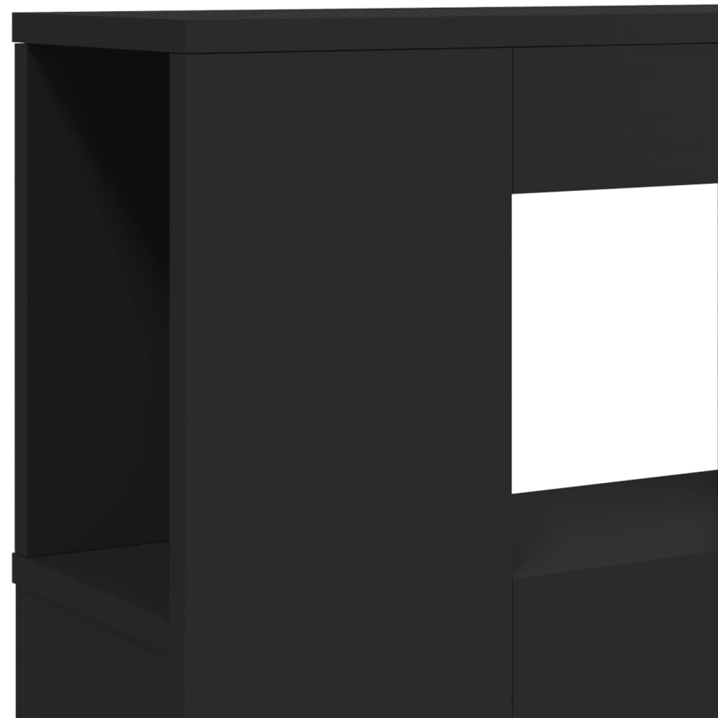 Tăblie de pat cu LED, negru, 220x18,5x103,5 cm, lemn - Lando