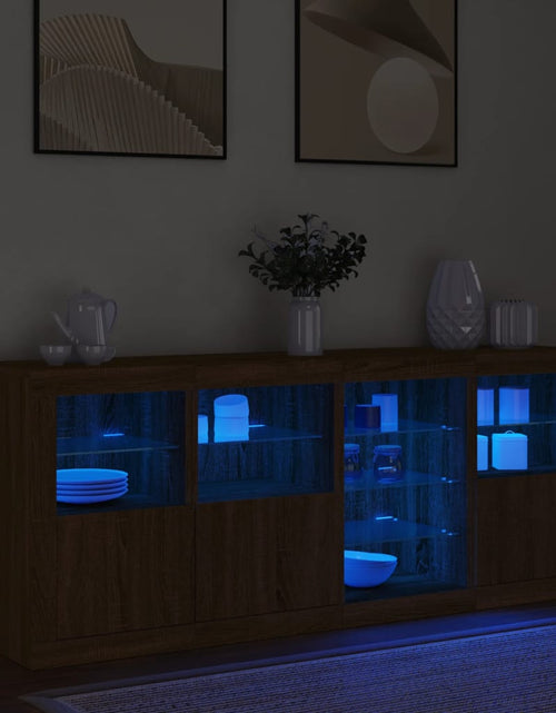 Încărcați imaginea în vizualizatorul Galerie, Servantă cu lumini LED, stejar maro, 164x37x67 cm - Lando
