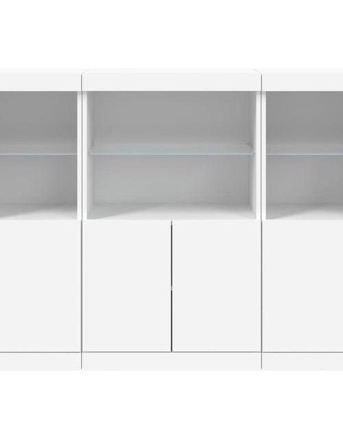 Încărcați imaginea în vizualizatorul Galerie, Servantă cu lumini LED, 3 buc., alb, lemn prelucrat - Lando
