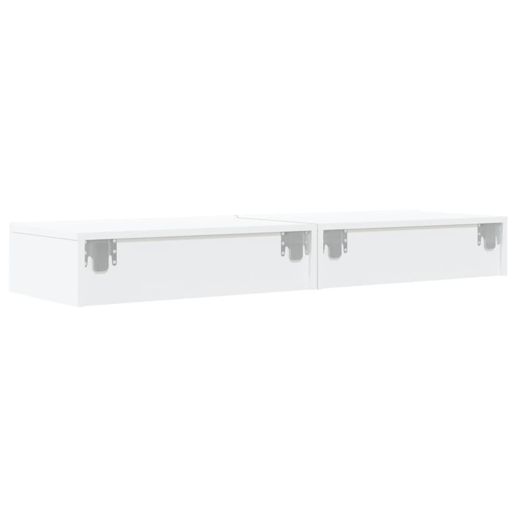 Dulapuri TV cu lumini LED, 2 buc., alb, 60x35x15,5 cm Lando - Lando