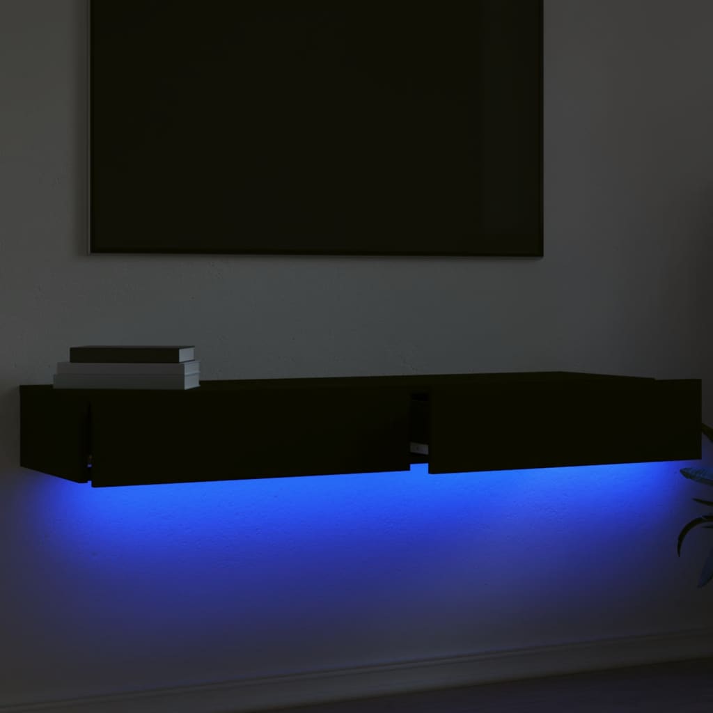 Dulapuri TV cu lumini LED, 2 buc., negru, 60x35x15,5 cm Lando - Lando