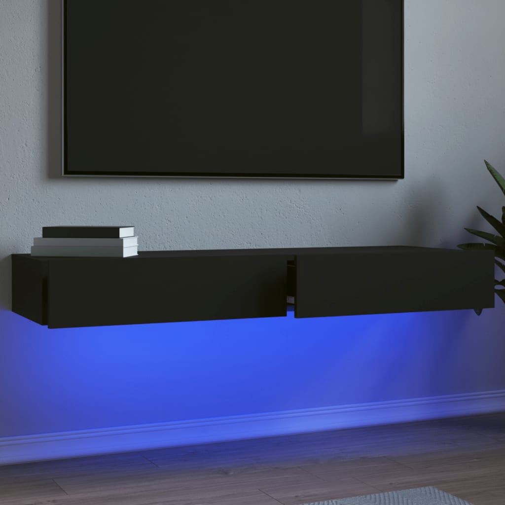 Dulapuri TV cu lumini LED, 2 buc., negru, 60x35x15,5 cm Lando - Lando