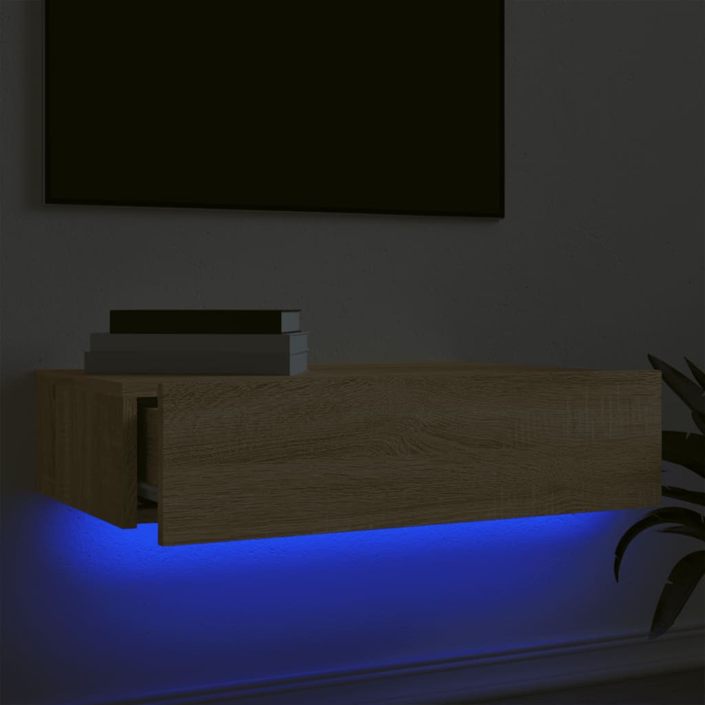 Comodă TV cu lumini LED, stejar sonoma, 60x35x15,5 cm Lando - Lando
