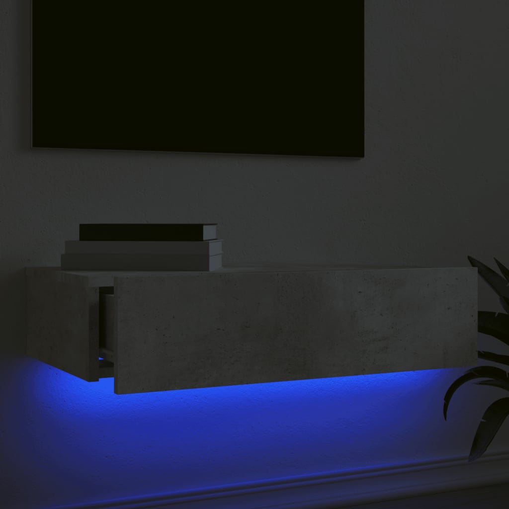 Comodă TV cu lumini LED, gri beton, 60x35x15,5 cm Lando - Lando