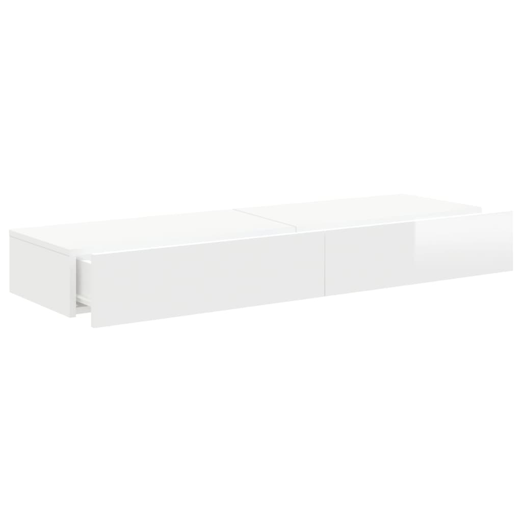 Comode TV cu lumini LED, 2 buc., alb extralucios, 60x35x15,5 cm Lando - Lando