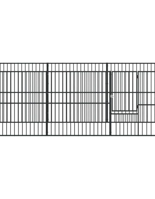Загрузите изображение в средство просмотра галереи, Țarc pentru câini cu 8 panouri, negru, oțel galvanizat - Lando
