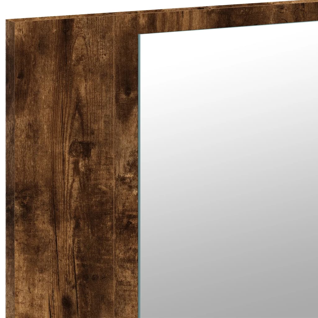 Dulap de baie cu oglindă și LED, stejar fumuriu, 80x12x45 acril - Lando