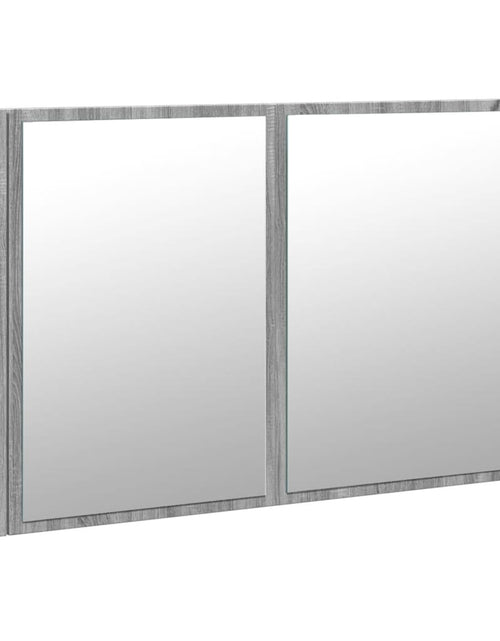Încărcați imaginea în vizualizatorul Galerie, Dulap de baie cu oglindă și LED, gri sonoma, 80x12x45 cm, acril - Lando
