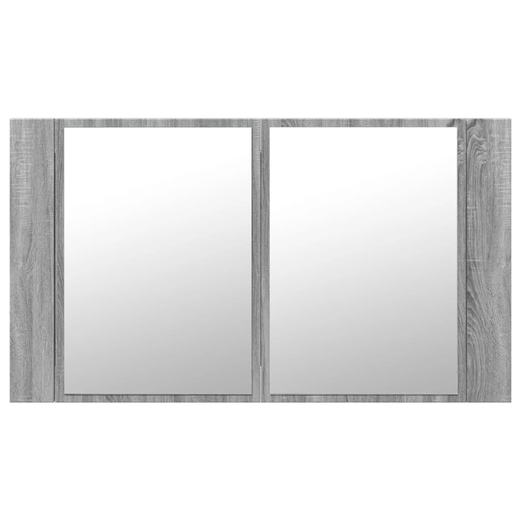 Dulap de baie cu oglindă și LED, gri sonoma, 80x12x45 cm, acril - Lando