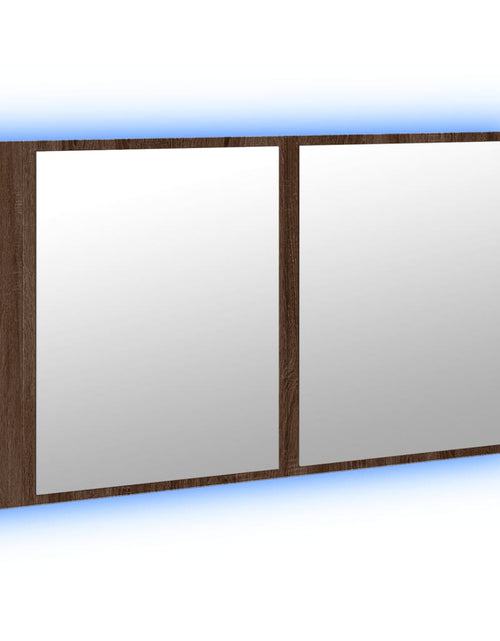 Загрузите изображение в средство просмотра галереи, Dulap de baie cu oglindă și LED stejar maro, 90x12x45 cm, acril - Lando
