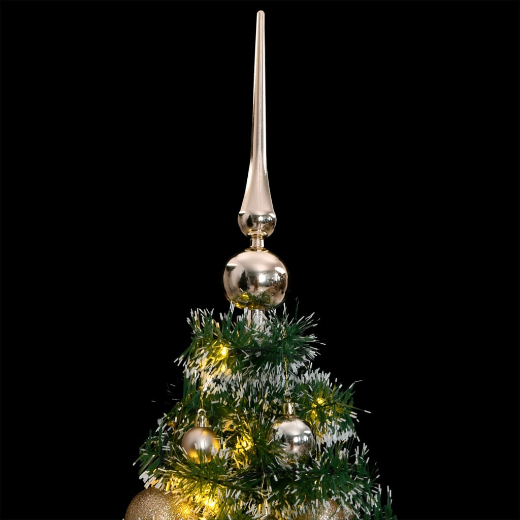 Brad Crăciun artificial, 150 LED/globuri/zăpadă pufoasă, 150 cm - Lando