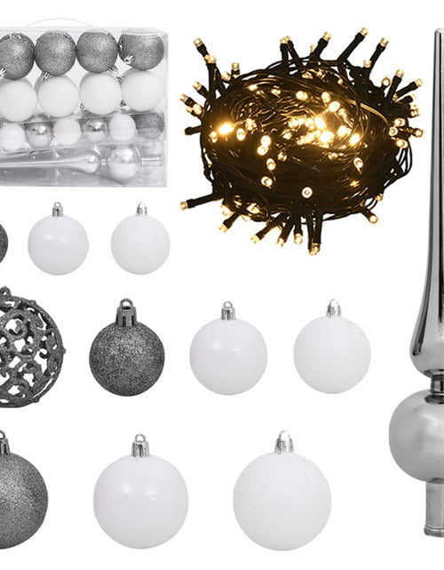 Загрузите изображение в средство просмотра галереи, Brad Crăciun artificial, 150 LED/globuri/zăpadă pufoasă, 120 cm - Lando
