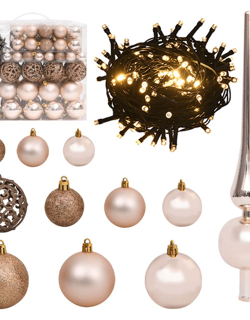 Încărcați imaginea în vizualizatorul Galerie, Brad Crăciun artificial, 300 LED/globuri/zăpadă pufoasă, 240 cm - Lando
