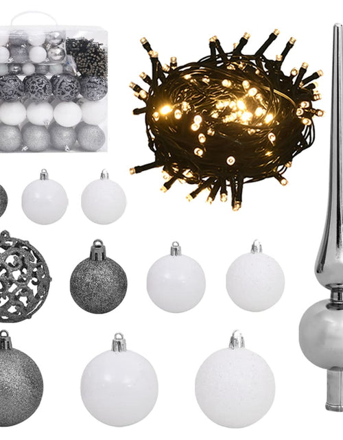 Загрузите изображение в средство просмотра галереи, Brad Crăciun artificial, 300 LED/globuri/zăpadă pufoasă, 240 cm - Lando
