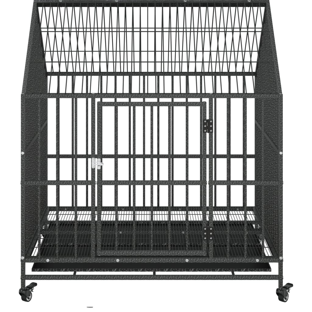 Cușcă pentru câini cu roți, negru, oțel galvanizat - Lando