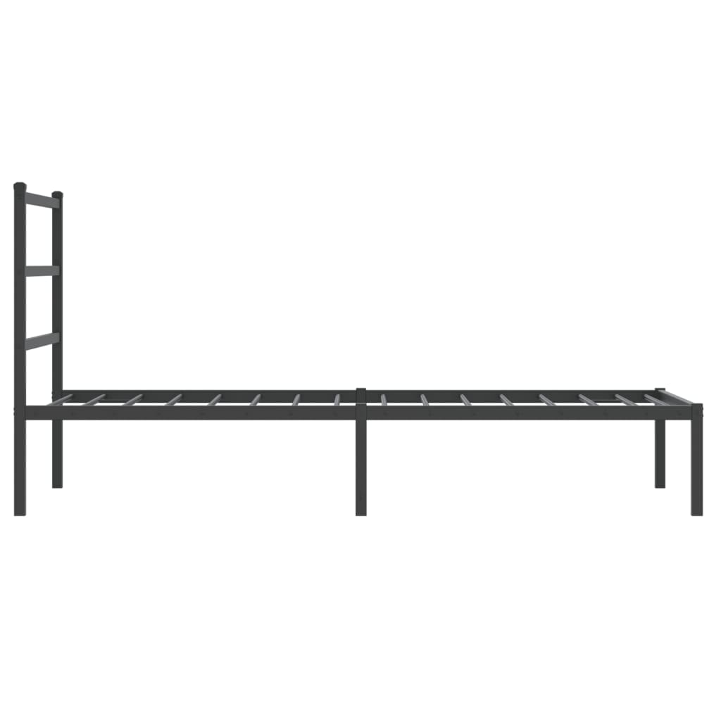Cadru de pat metalic cu tăblie, negru, 90x190 cm - Lando