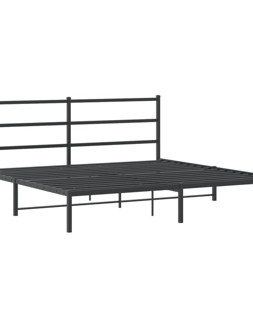 Încărcați imaginea în vizualizatorul Galerie, Cadru de pat metalic cu tăblie, negru, 183x213 cm - Lando
